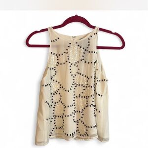 Small Moi Cream and Black Beaded Blouse